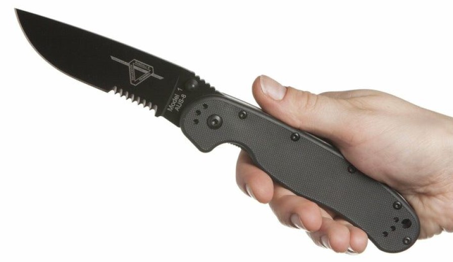 Blade * | Cut-Price Ontario Knife Company (Okc) Okc Model 1 Rat Folder (Black Blade, Combo Edge)