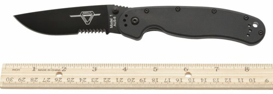 Blade * | Cut-Price Ontario Knife Company (Okc) Okc Model 1 Rat Folder (Black Blade, Combo Edge)