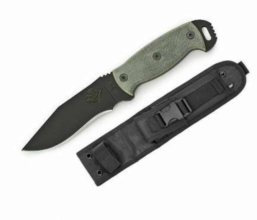 Blade * | Special Offer Ontario Knife Company (Okc) Ontario Knife Company Night Stalker 4 Blk Micarta Handle Black Plain Blade