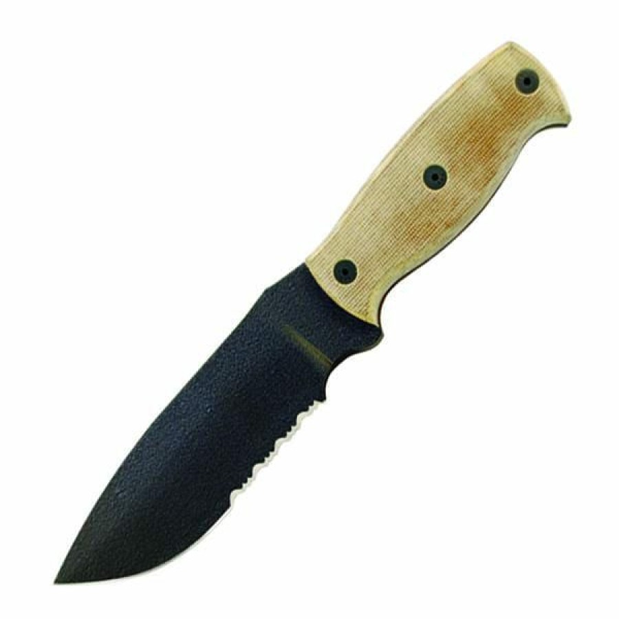 Blade * | Cut-Price Ontario Knife Company (Okc) Ontario Knife Company Afghan Black Partially Serrated Fixed Blade Knife Wit