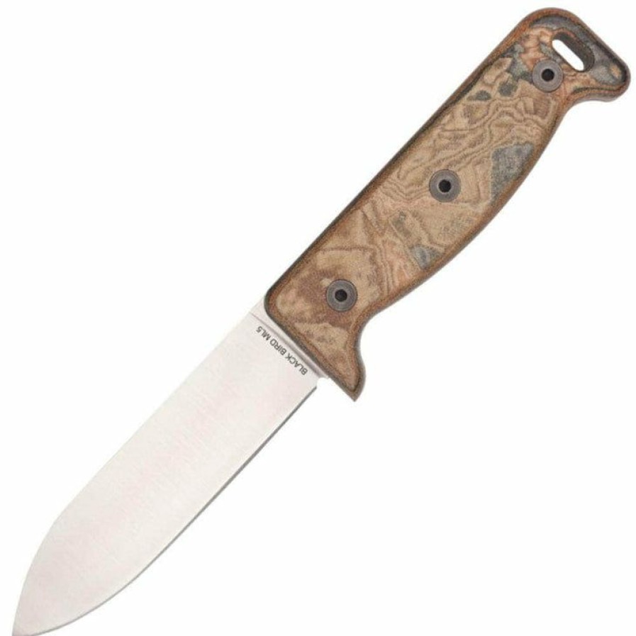 Blade * | Super Specials Ontario Knife Company (Okc) Ontario Black Bird Ml5, 5 Blade, Multicolor Micarta Handle, Leather Sheath 7502