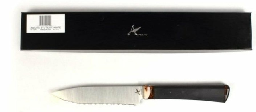 Okc Knives * | Cut-Price Ontario Knife Company (Okc) Agilite Utility, Black Handle, Brushed Serrated