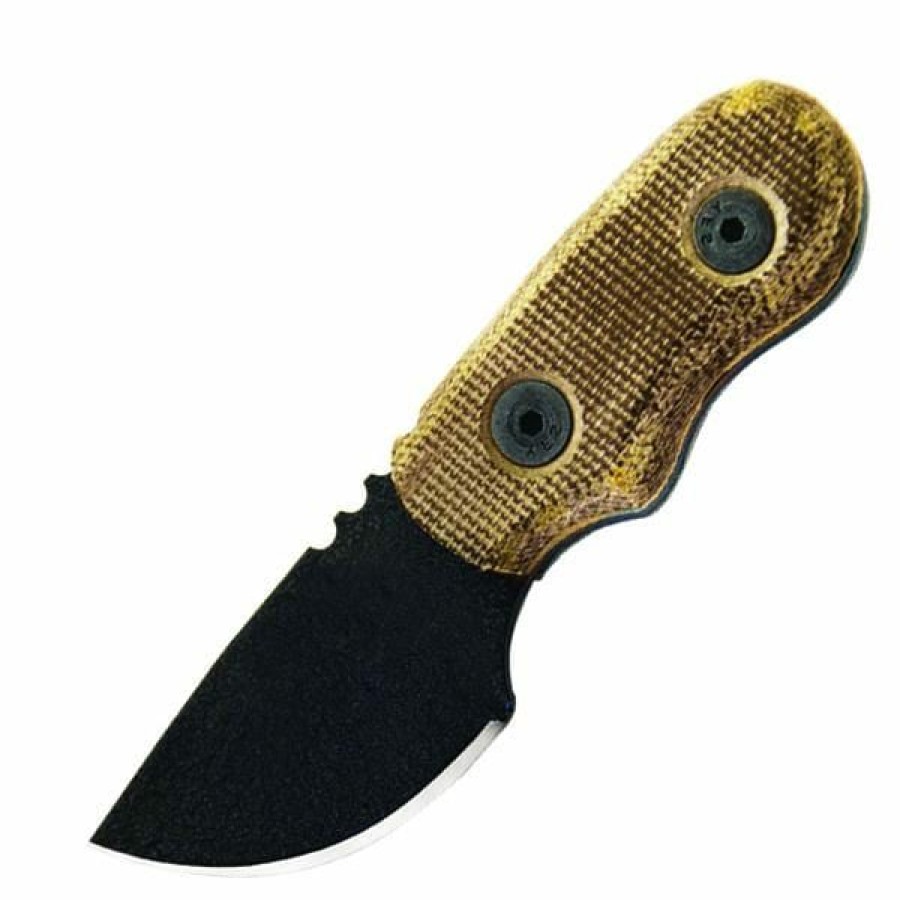 Blade * | Special Price Ontario Knife Company (Okc) Ontario Knife Company Little Bird, Tan Micarta Handle, Black Blade, Plain E