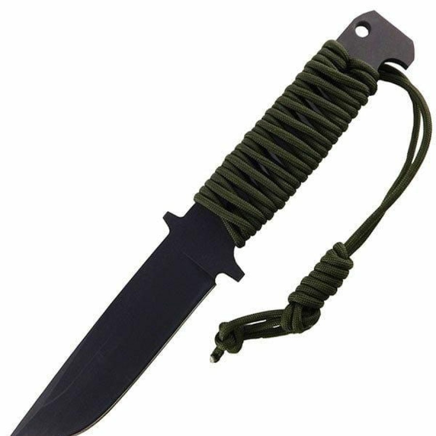 Blade * | Super Specials Ontario Knife Company (Okc) The Vulpine Blade, Od Green Paracord Handle, Black Plain