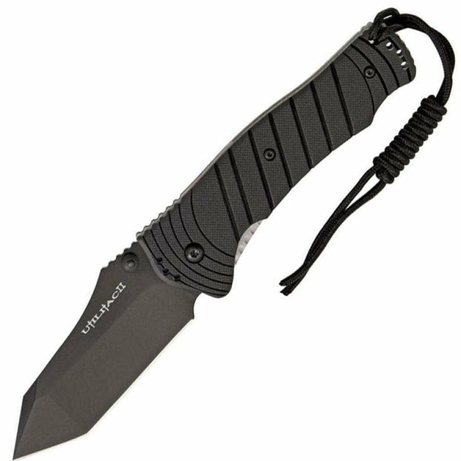 Ontario Knives * | Special Offer Ontario Knife Company (Okc) Ontario Utilitac Ii Jpt-4S Black Plain Edge Tanto Pocket Knife 8914