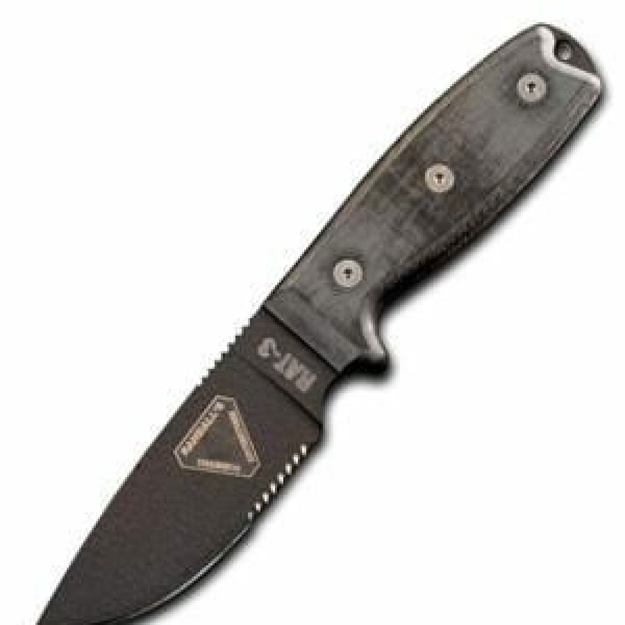 Okc Knives * | Special Price Ontario Knife Company (Okc) Ontario Knife Company Rat 3 Knife With Canvas Micarta Handle, 1095 Combo Bl